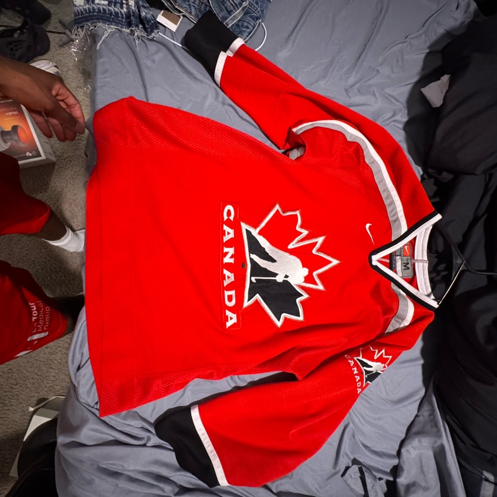 Nike Red and Black Canada Jersey